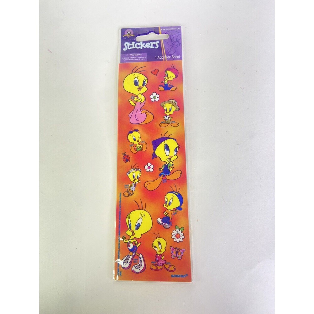 Vintage Amscan Tweety Bird Looney Tunes 1 Acid Free Sticker Sheet Stickers NEW